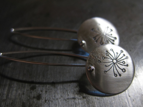 Handmade silver dandylion earrings