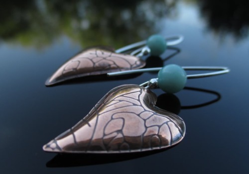 Copper, Silver & Blue Amazonite Earrings - £18