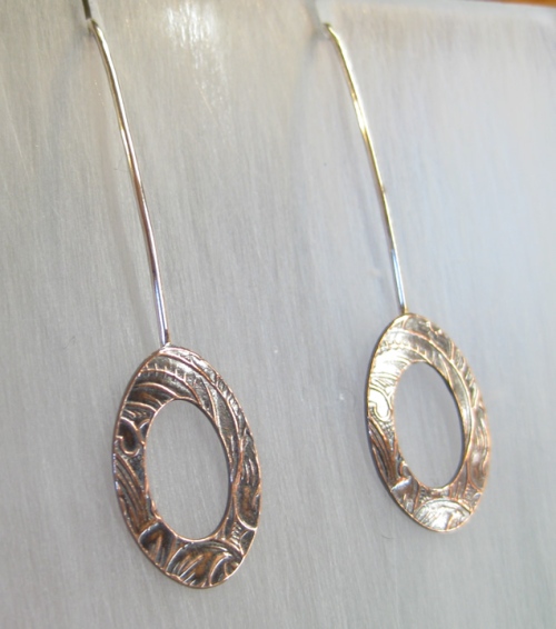 handmade silver & copper earrings textured artisan