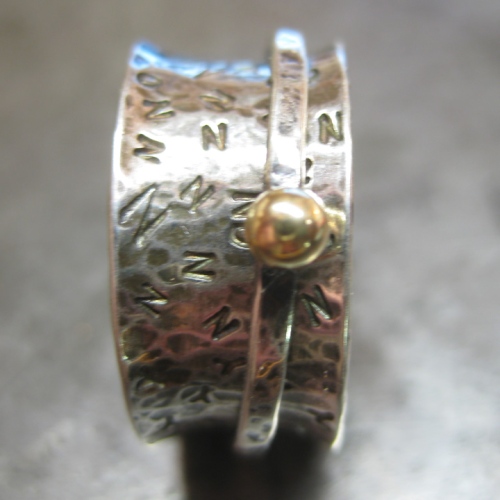 handmade silver & gold decision spinner ring