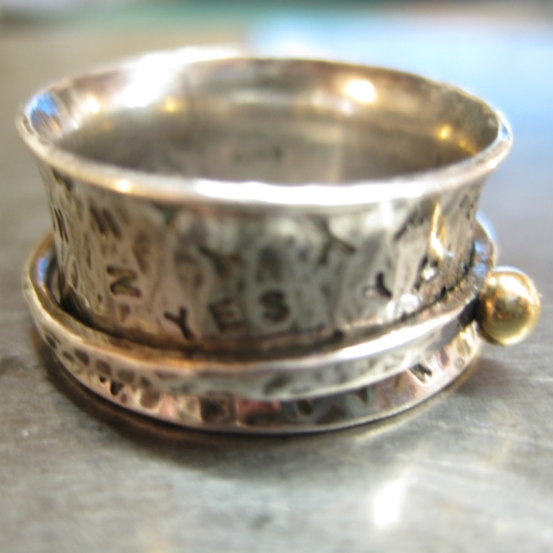 handmade silver & gold spinner ring