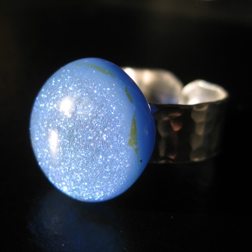 handmade sterling silver ring blank for dichroic glass cab