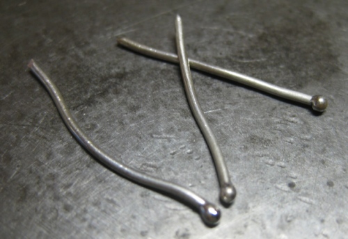 Step 8 - Handmade fine silver balled end rivets (these could have been made out of sterling silver)