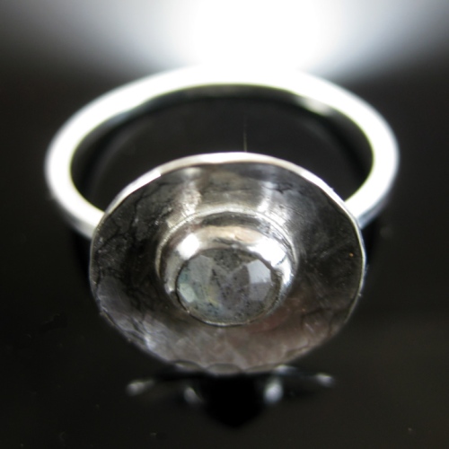 Silver artisan labradorite ring