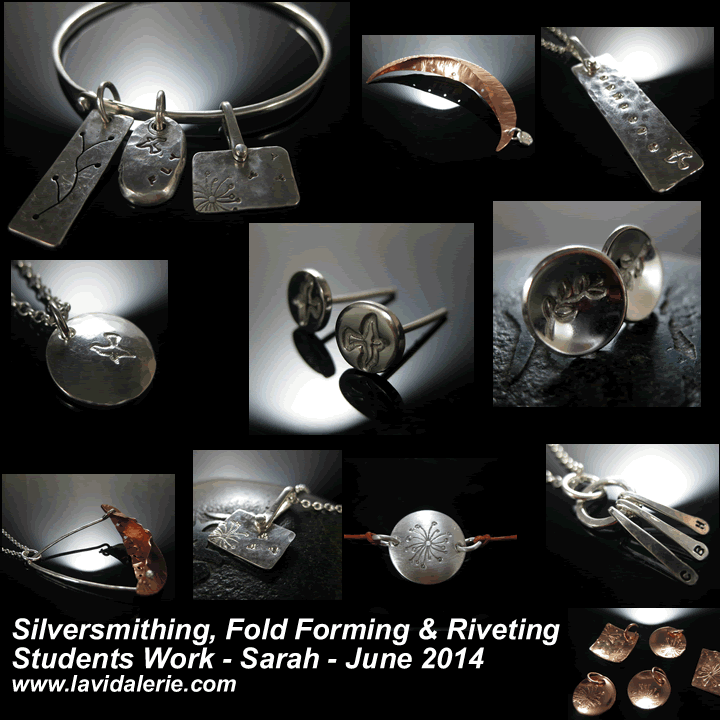 silversmithing workshop students work