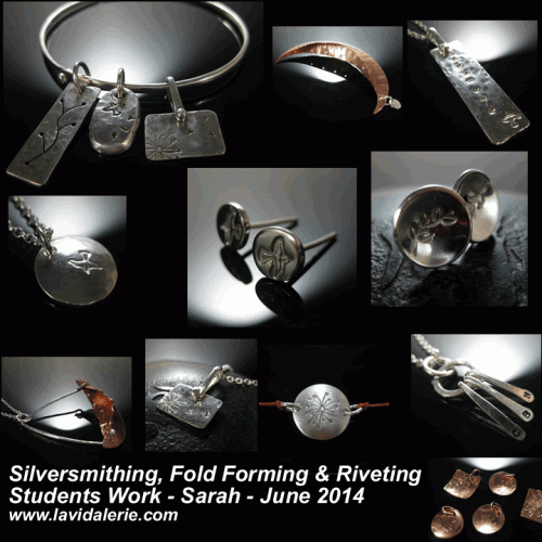 silversmithing workshop students work
